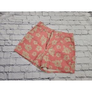 Vintage LA Blues Denim Neon Shorts Flower Hibiscus Size 8